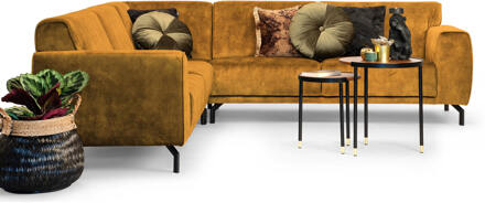 Hoekbank 'Jill' Velvet, kleur gold