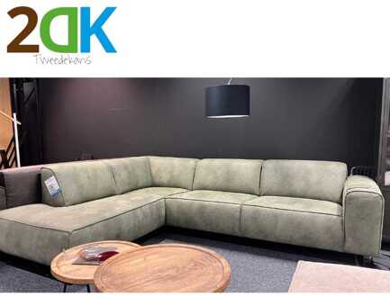 Hoekbank Lambada chaise longue links | leer Hunter groen 400 | 2,10 x 2,76 mtr breed