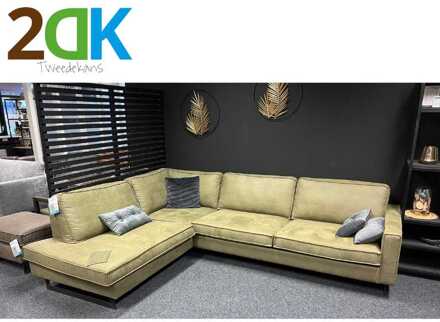 Hoekbank / Loungebank Riverdance | Links | Leer Dalton groen 14 | 2,17 x 2,90 mtr