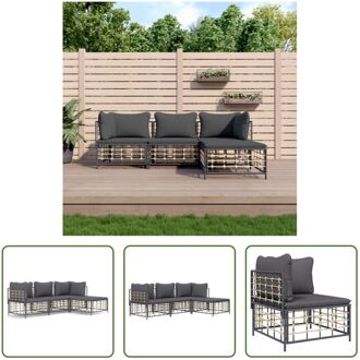 Hoekbank loungeset antraciet - 72x72x66 cm - weerbestendig poly rattan Grijs