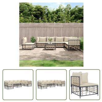 hoekbank loungeset - antraciet - poly rattan - 72 x 72 x 66 cm - weerbestendig Grijs