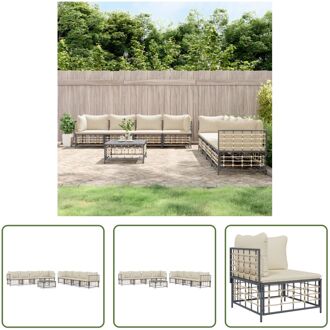 Hoekbank Loungeset - Antraciet - Poly Rattan - 72 x 72 x 66 cm - Weerbestendig Grijs