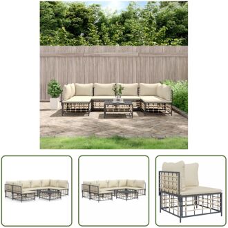 Hoekbank Loungeset - Antraciet - Poly Rattan - 72 x 72 x 66 cm - Weerbestendig Grijs