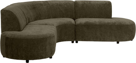 Hoekbank Luna Rond - Rebel - Vergrijsd Groen - Stof - Grijs#Groen - 260x260x80 Cm