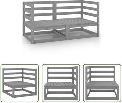 hoekbank massief grenenhout - grijs - 70 x 70 x 67 cm - modulair ontwerp