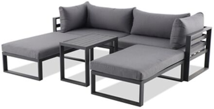 Hoekbank Napoli - Aluminium - Antraciet - 4 Personen