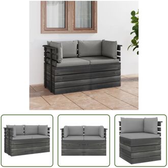 Hoekbank Pallet - 65 x 65 x 71.5 cm - Massief grenenhout - Grijs kussen