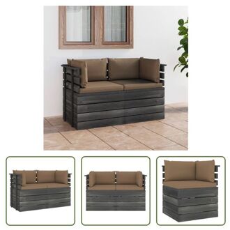 Hoekbank Pallet - Bank - 65x65x71.5 cm - Massief grenenhout Taupe