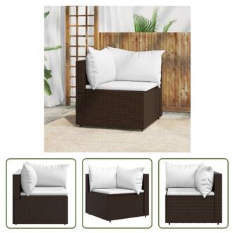 Hoekbank PE-rattan - 63 x 63 x 57.5 cm - bruin - verstelbare poten