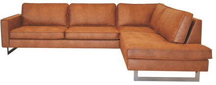 Hoekbank Riverdance chaise longue rechts - leer Colorado cognac 03 - 2,90 x 2,17 mtr breed