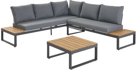 Hoekbank Scalea - Staal/eucalyptus - Antraciet - 5 Personen