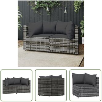 Hoekbank Tuinhoekbanken - Grijs - PE-rattan - 63x63x57.5cm - Verstelbare poten