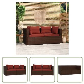 Hoekbank Tuinset - Bruin PE-rattan - 140 x 70 x 60.5 cm - Waterdicht - Comfortabele kussens - Montage