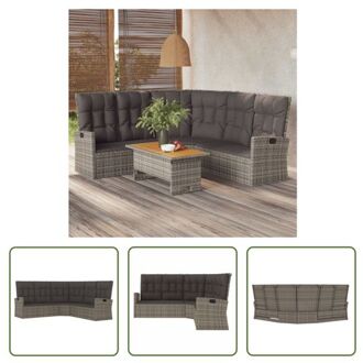 Hoekbank Verstelbaar - PE-rattan - Grijs - 186x186x95cm - Inclusief kussens