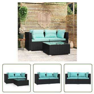 Hoekbank - Zwart - Tuinmeubelset - 70 x 70 x 60.5 cm - PE-rattan