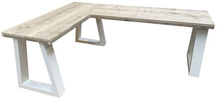 Hoekbureau - Memphis - Industrial wood - hout - 180/160 180/160 Hout - Werkbureau Wit