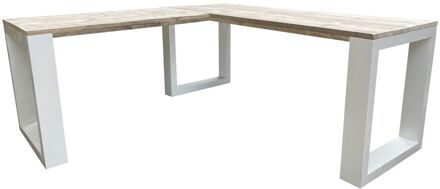 Hoekbureau - New Orleans - Industrial wood - 200/130 Hout - Werkbureau Wit