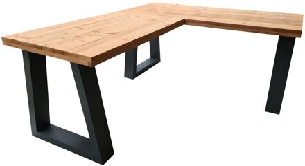 Hoekbureau - Vancouver Roasted wood - 190/150 Hout - Werkbureau Grijs