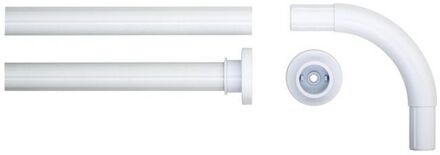 Hoekdouchegordijnstang 90x90 cm wit