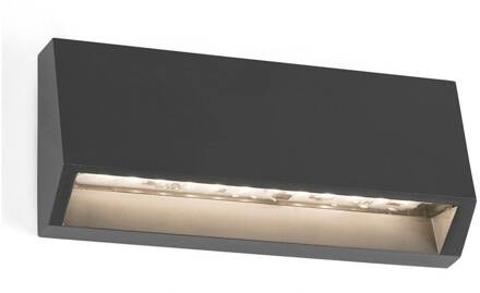 Hoekige LED buitenwandlamp Must, breedte 15,8 cm donkergrijs