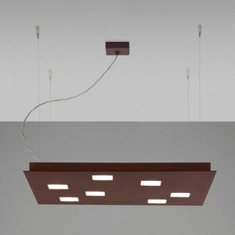 Hoekige LED hanglamp Quarter, bruin wit