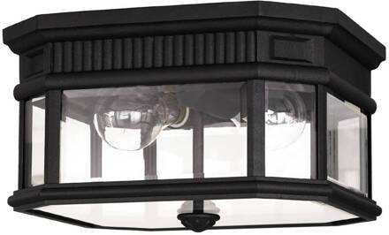 Hoekige plafondlamp Cotswold Lane voor buiten zwart, helder
