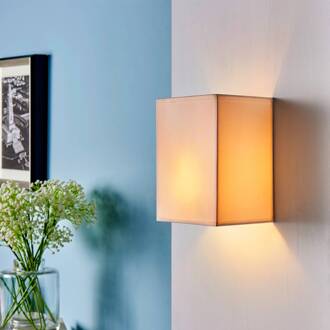 Hoekige, stoffen wandlamp Annalisa in wit wit, mat nikkel