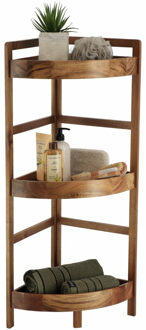 Hoekkast met 3 planken - acacia hout - 85 x 29 x 29 cm - opbergkast / wandkast