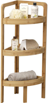 Hoekkast met 3 planken - bamboe hout - 85 x 29 x 29 cm - opbergkast / wandkast