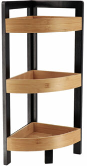Hoekkast met 3 planken - hout / zwart?- 61 x 23 cm - opbergkast / wandkast