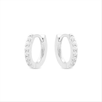 hoepel oorbellen, 925 sterling zilveren meri en gerhodineerd gepolijste cubic zirconia afwerking