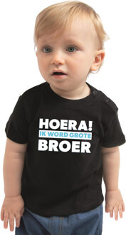 Hoera ik word grote broer cadeau t-shirt zwart peuter/ jongen 92 (11-24 maanden)