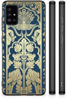 Hoesje Customize Samsung Galaxy A51 Back Cover Siliconen Hoesje met Zwarte rand Golden Flowers