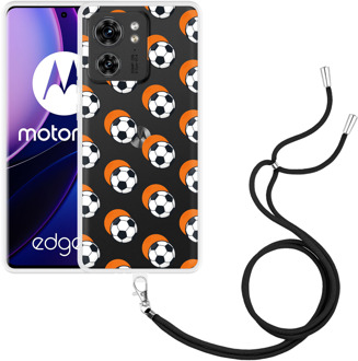 Hoesje met koord geschikt voor Motorola Edge 40 Soccer Ball Orange