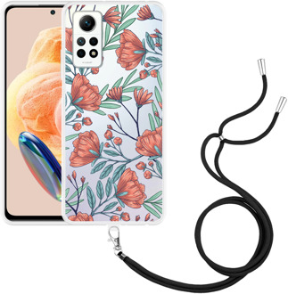 Hoesje met koord geschikt voor Xiaomi Redmi Note 12 Pro 4G Poppy Roses