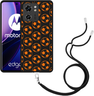 Hoesje met koord Zwart geschikt voor Motorola Edge 40 Orange Soccer Balls