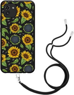 Hoesje met Koord Zwart geschikt voor Samsung Galaxy A03 - Sunflowers