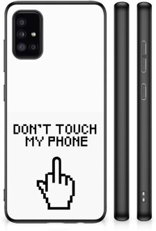 Hoesje Samsung Galaxy A51 Leuk TPU Back Case met Zwarte rand Finger Don't Touch My Phone