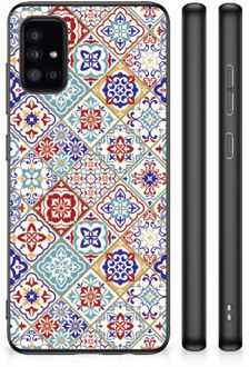 Hoesje Samsung Galaxy A51 Leuk TPU Back Cover met Zwarte rand Tegels Kleur