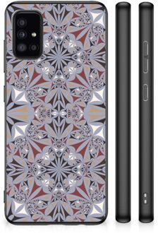 Hoesje Samsung Galaxy A51 Telefoonhoesje met Zwarte rand Flower Tiles