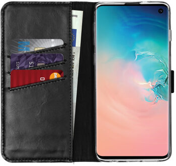 hoesje Samsung S10 bookcase - Samsung S10 hoesje bookcase - Galaxy S10 hoesje bookcase - Samsung Galaxy S10 hoesje - telefoonhoesje Samsung S10 - hoesje S10 - Leer - Zwart - Selencia Echt Lederen Bookcase