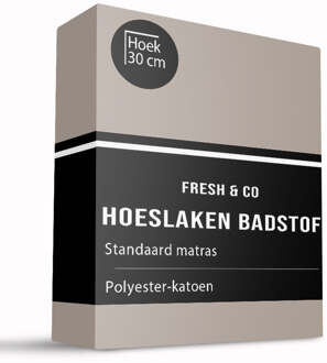 Hoeslaken - Badstof - 160x200cm - Taupe - Fresh And Co - Dekbed-Discounter.nl - 160 x 200/210/220 cm