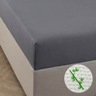 Hoeslaken - Bamboe Stretch - Antraciet - 180x200cm - Antraciet - Fresh And Co - Dekbed-Discounter.nl