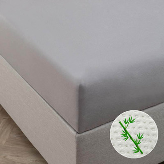 Hoeslaken - Bamboe Stretch - Licht Grijs - 80x200cm - Grijs - Fresh And Co - Dekbed-Discounter.nl - 80/90 x 200/210 cm