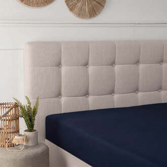 Hoeslaken - Bamboe Stretch - Navy - 190x200cm - Blauw - Fresh And Co - Dekbed-Discounter.nl