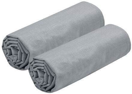 Hoeslaken Eden - 2x - 1-persoons - 90 x 190 cm - lichtgrijs - hotelkwaliteit - katoen - 30 cm dikte
