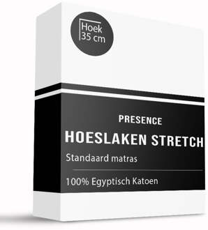 Hoeslaken - Egyptisch Katoen Jersey Stretch - 190x200cm - Wit - Presence - Dekbed-Discounter.nl - 190/200 x 200/220 cm