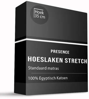 Hoeslaken - Egyptisch Katoen Jersey Stretch - Antraciet - 180x200cm - Antraciet - Presence - Dekbed-Discounter.nl - 180 x 200/220 cm