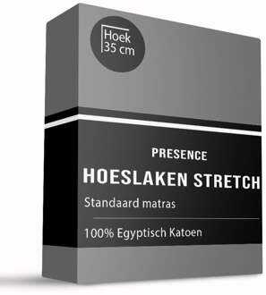 Hoeslaken - Egyptisch Katoen Jersey Stretch - Grijs - 80x200cm - Grijs - Presence - Dekbed-Discounter.nl