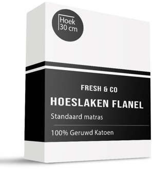 Hoeslaken - Flanel Katoen - 180x200cm - Wit - Fresh And Co - Dekbed-Discounter.nl
